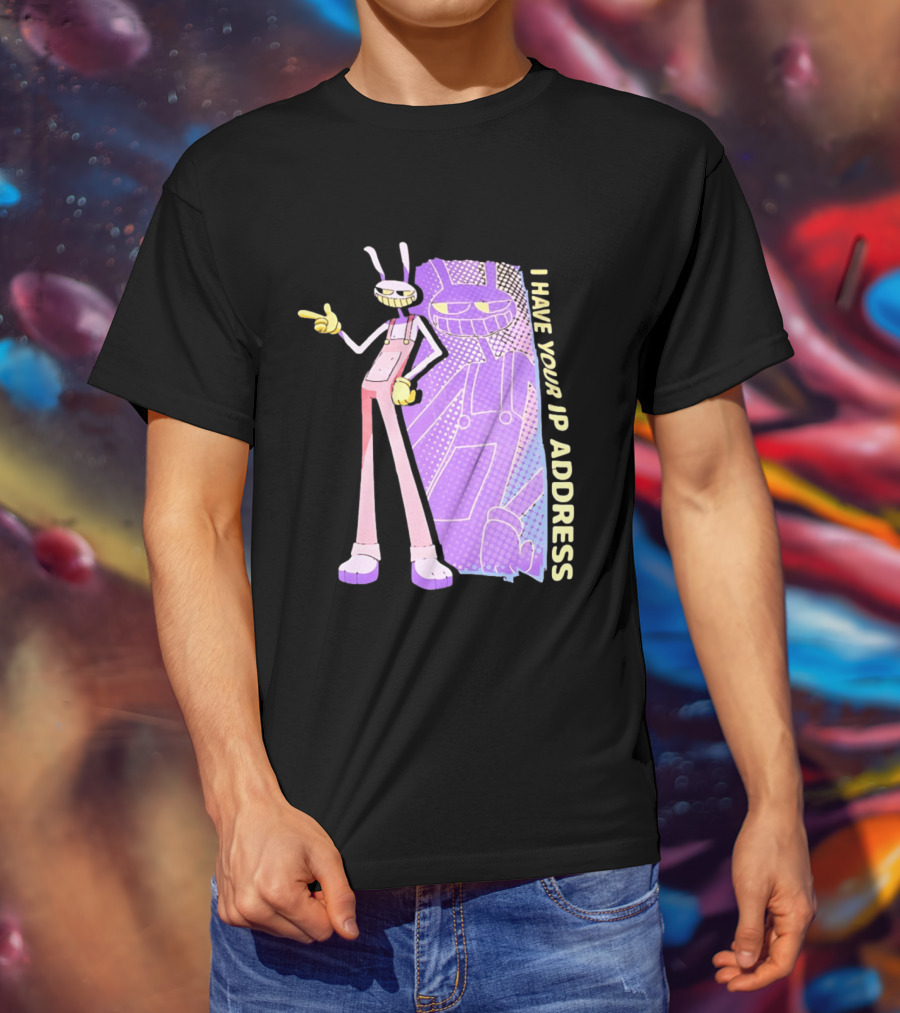 Jax I Have Your IP Address Meme Character In Overalls T-Shirt