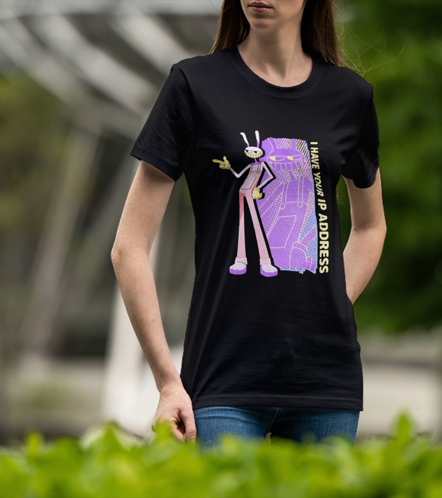 Jax I Have Your IP Address Meme Character In Overalls T-Shirt