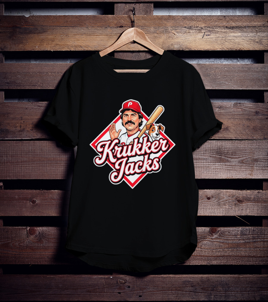 Krukker Jacks Philadelphia Phillies Baseball Player With Dog T-Shirt