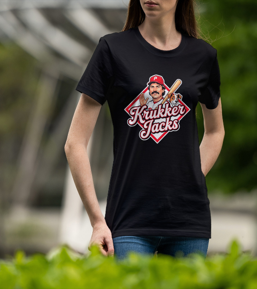 Krukker Jacks Philadelphia Phillies Baseball Player With Dog T-Shirt