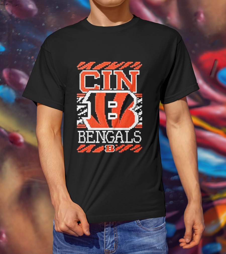 Classic Cincinnati Bengals Holiday Ugly Christmas Football Fan CIN B T-Shirt