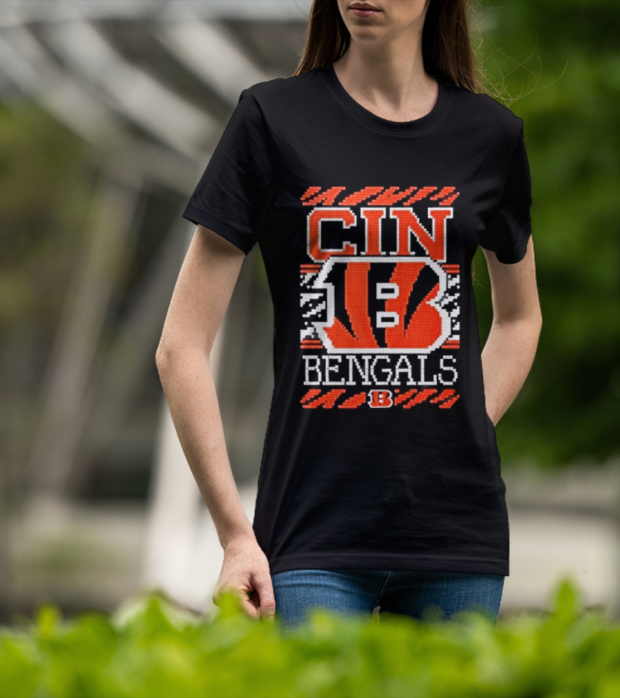 Classic Cincinnati Bengals Holiday Ugly Christmas Football Fan CIN B T-Shirt