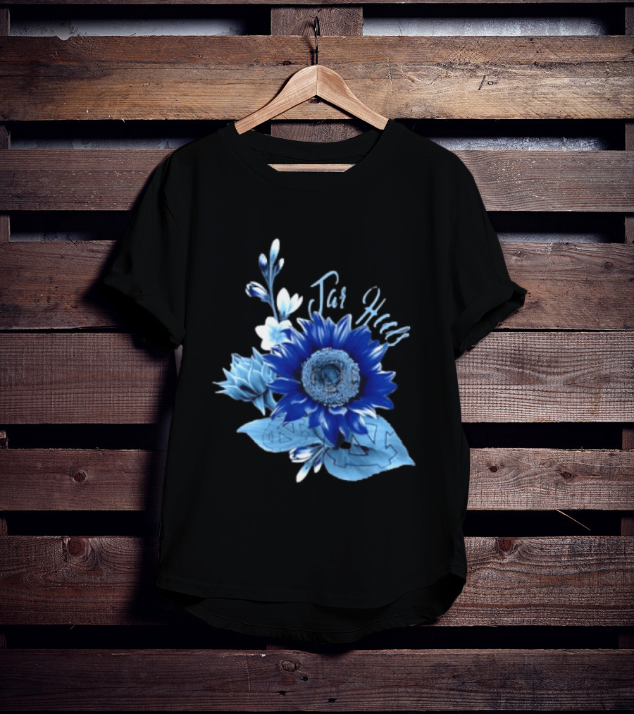 North Carolina Tar Heels Sunflower Floral Football T-Shirt
