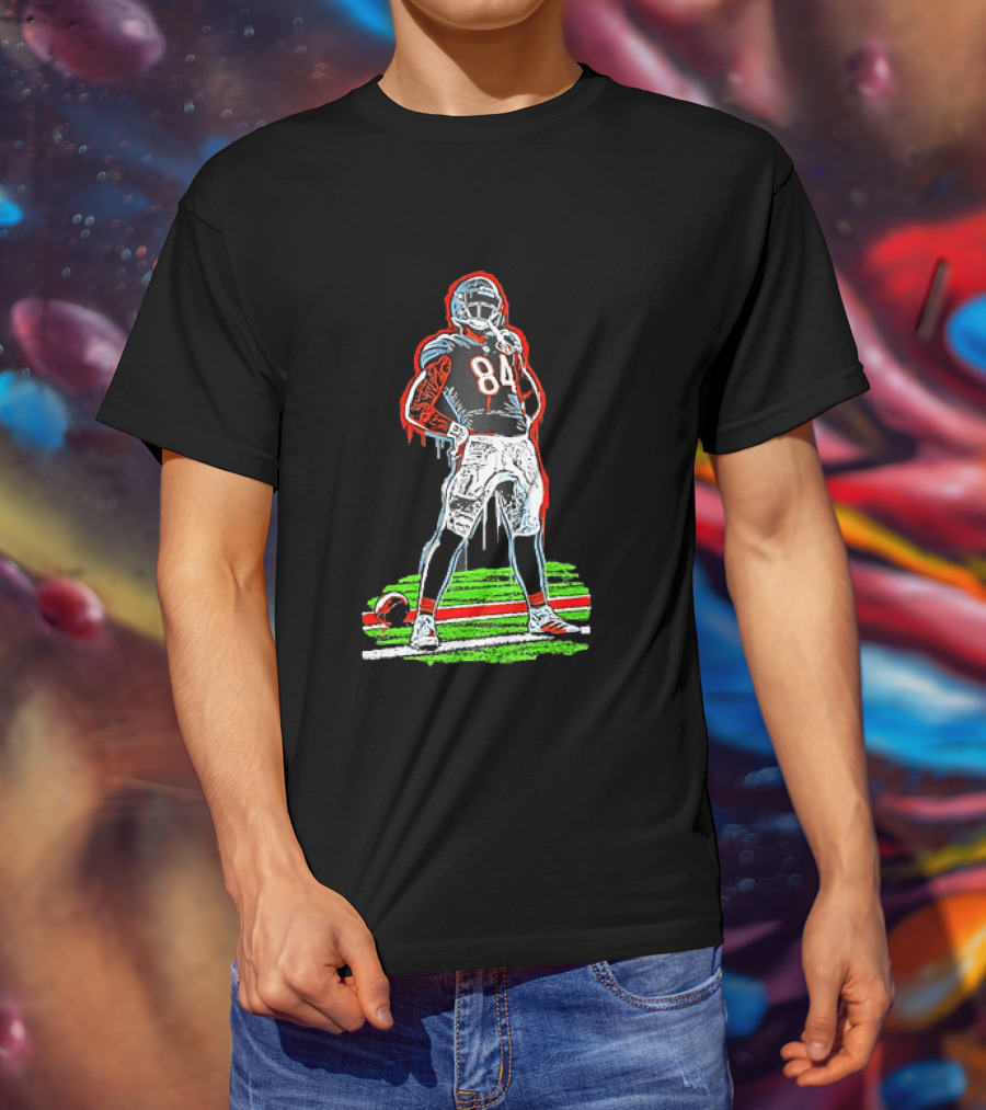 Original Colston Loveland Chicago Bears 84 Football Arms Akimbo Celly Graffiti T-Shirt