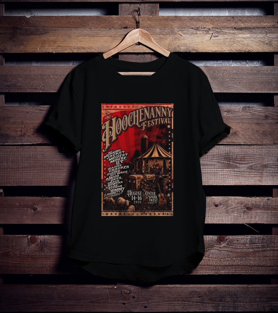 Hoochennany Festival Fairport My Morning Jacket Modest Mouse August 14 16 2026 Center Park West Lineup T-Shirt