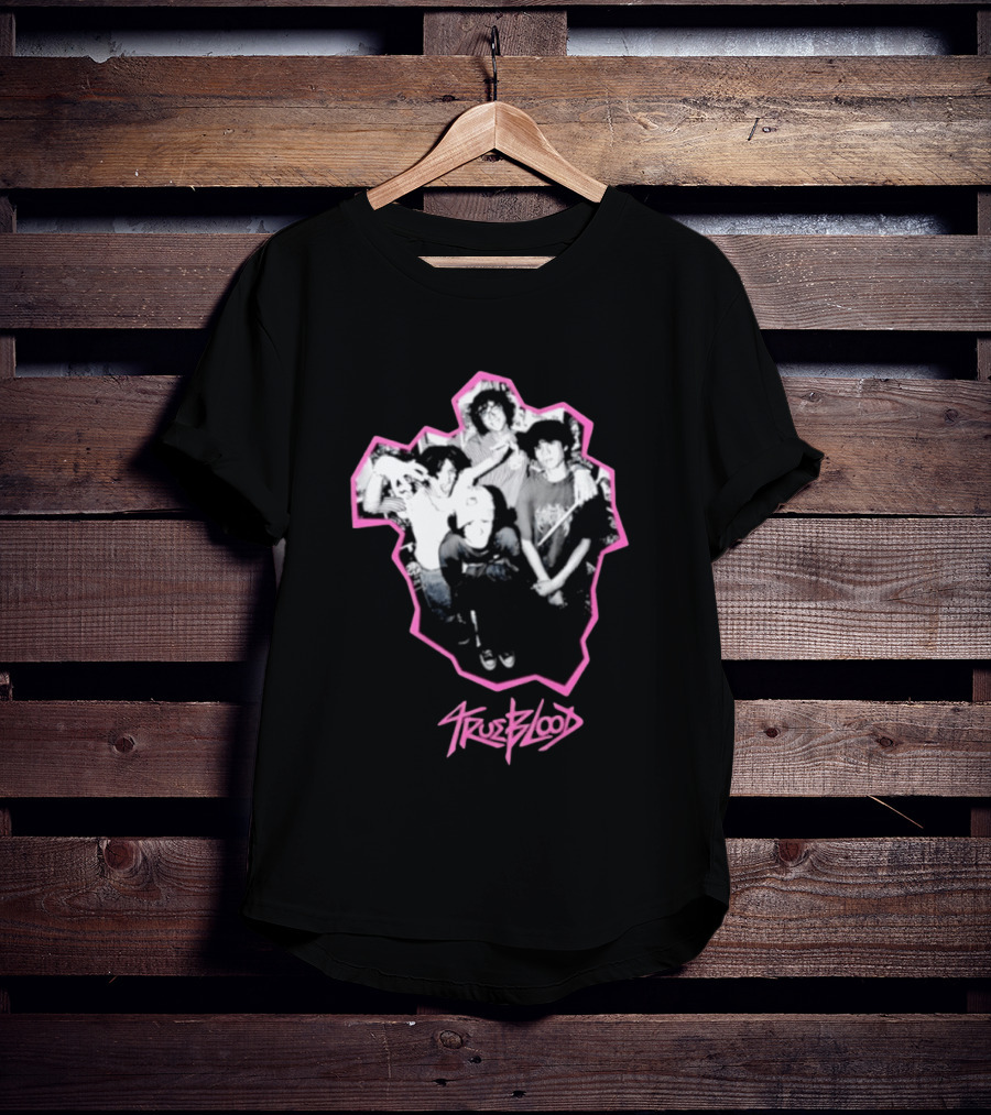 Trueblood Band Vintage Black And White Group Photo With Pink T-Shirt