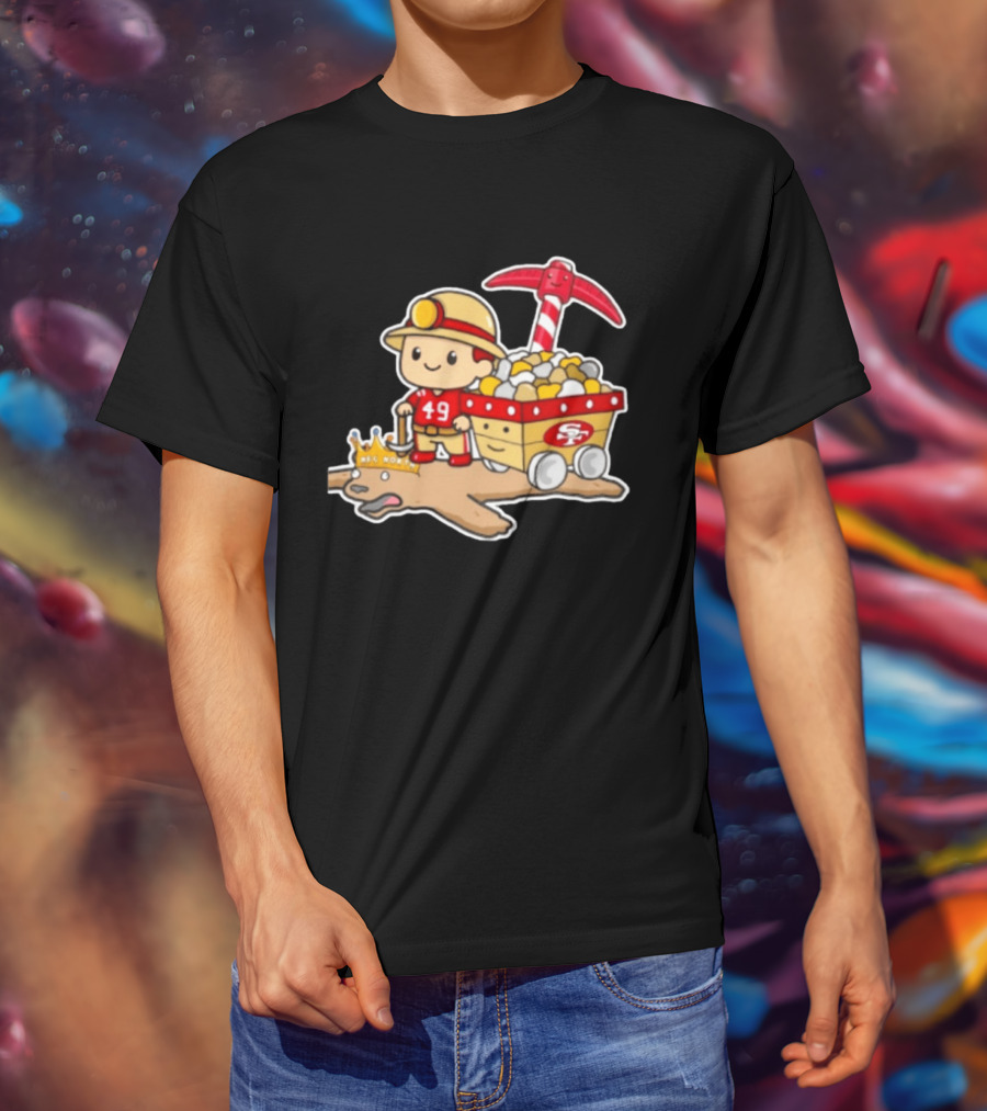 San Francisco 49ers Stop The Cardiac Bears Miner Character With Pickaxe And Cart T-Shirt