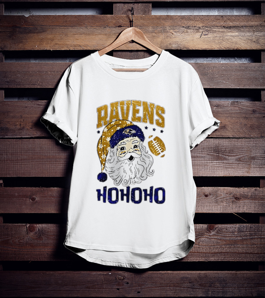 Baltimore Ravens Santa Claus Ho Ho Ho Merry Christmas T-Shirt