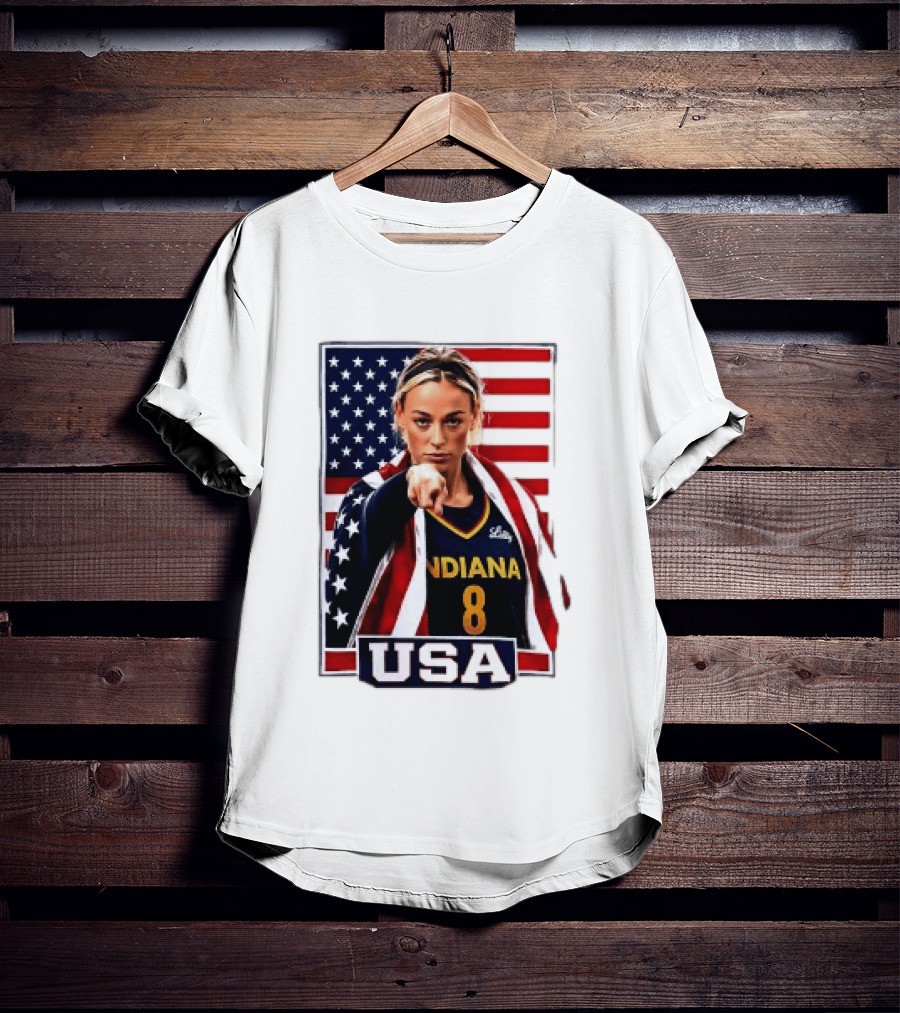 Indiana Fever WNBA Player Pointing American Flag USA Basketball Sports T-Shirt