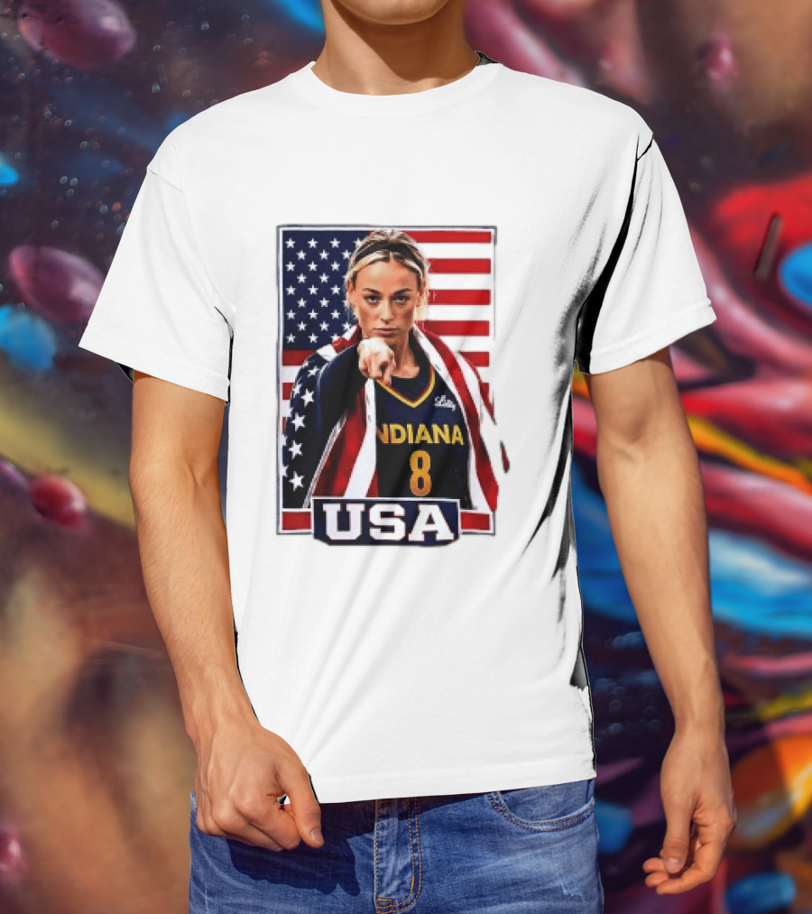 Indiana Fever WNBA Player Pointing American Flag USA Basketball Sports T-Shirt