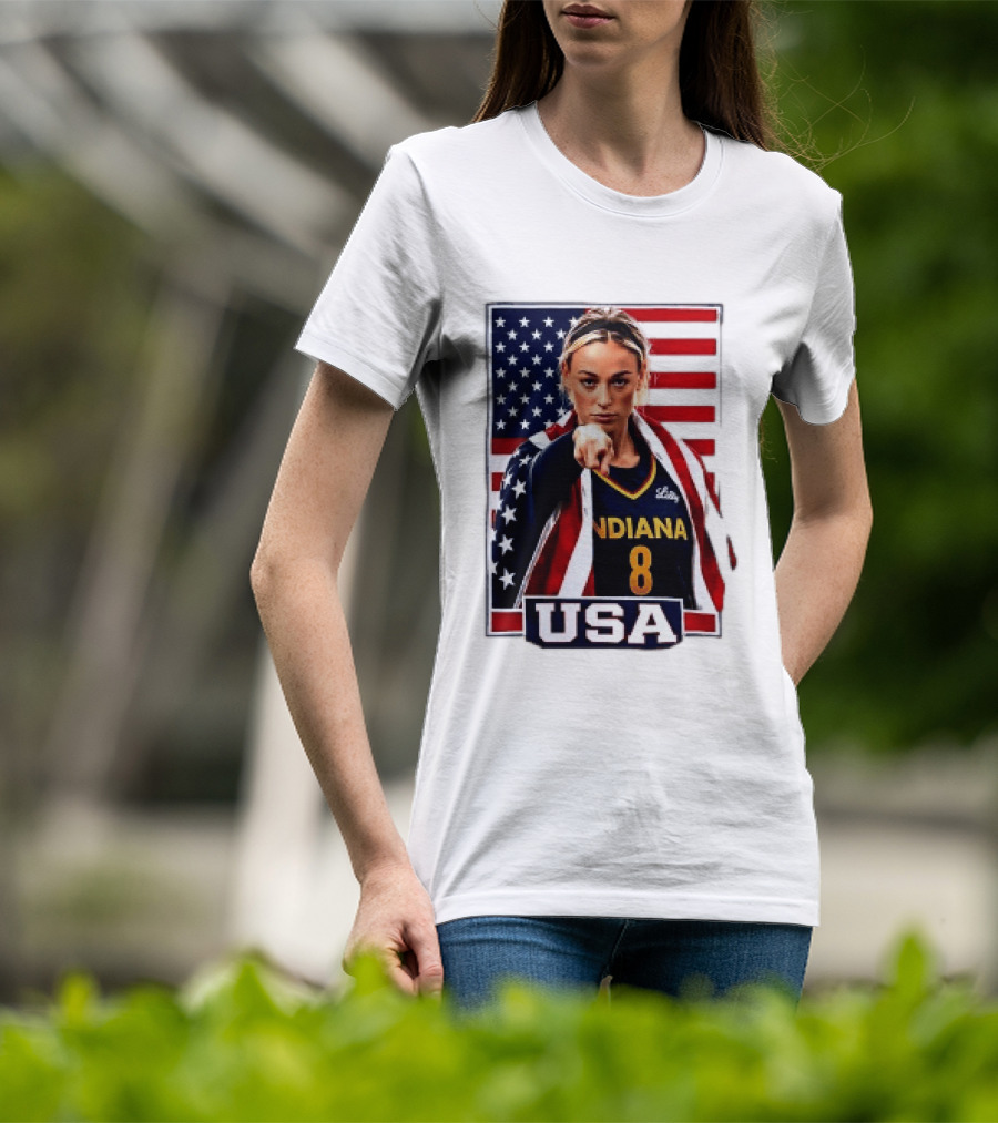 Indiana Fever WNBA Player Pointing American Flag USA Basketball Sports T-Shirt