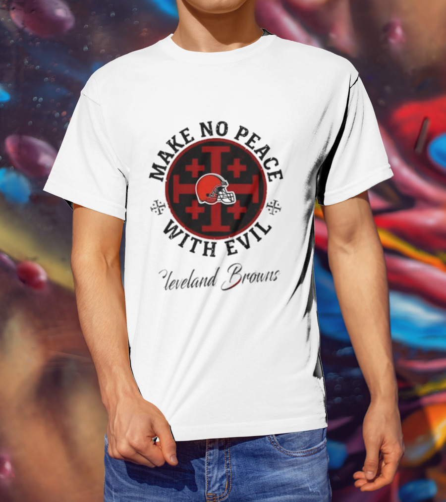 Cleveland Browns Make No Peace With Evil Red Cross Helmet T-Shirt