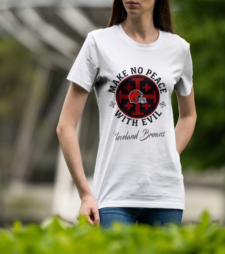 Cleveland Browns Make No Peace With Evil Red Cross Helmet T-Shirt