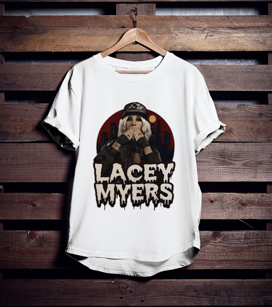 Lacey Myers City Skyline Red Moon Horror T-Shirt