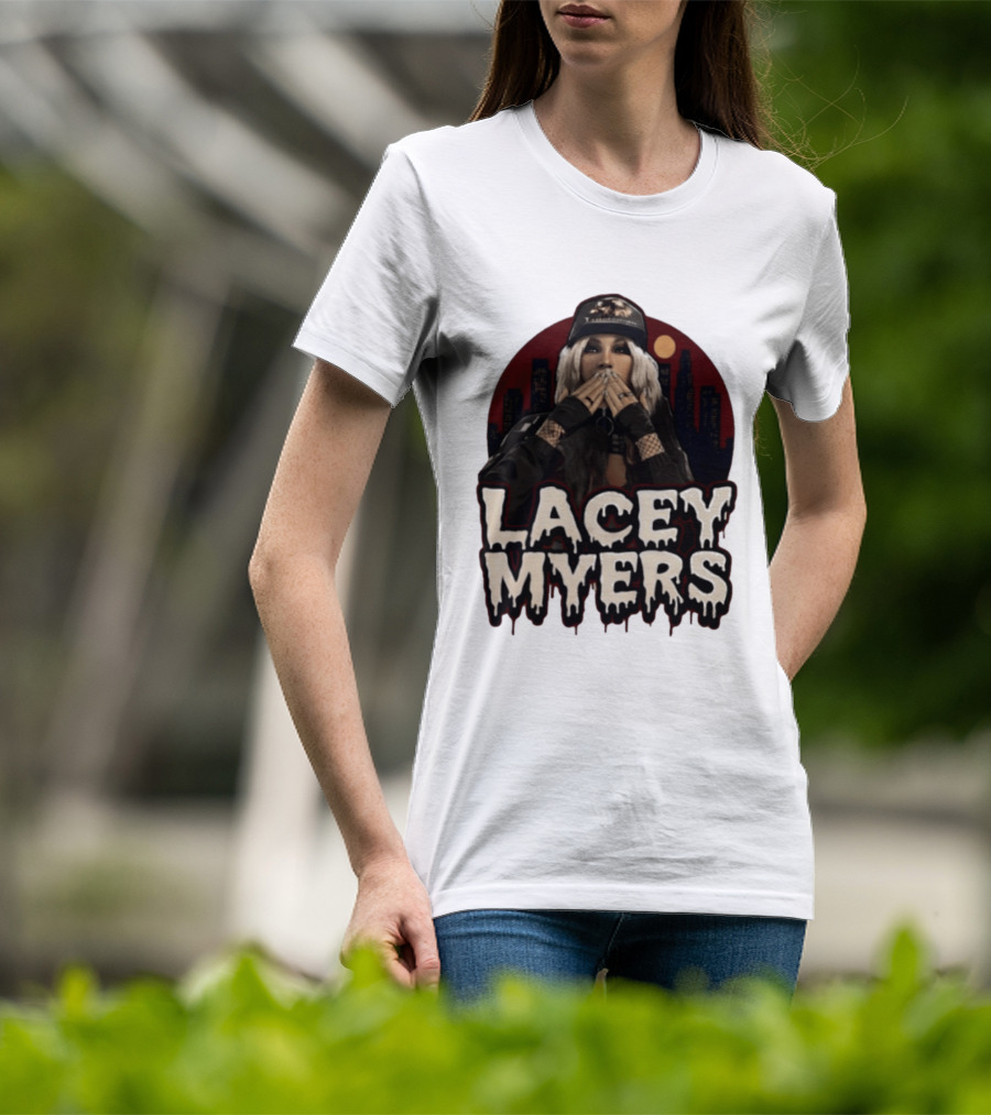 Lacey Myers City Skyline Red Moon Horror T-Shirt