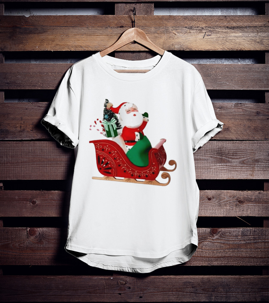 Santa Showtoppers Mini Tree Hallmark White Sleigh Christmas Scene T-Shirt