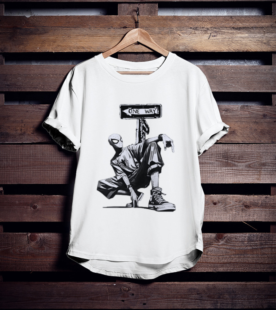 Spider Man One Way Street Pose Marvel Super Hero Converse Sneakers T-Shirt