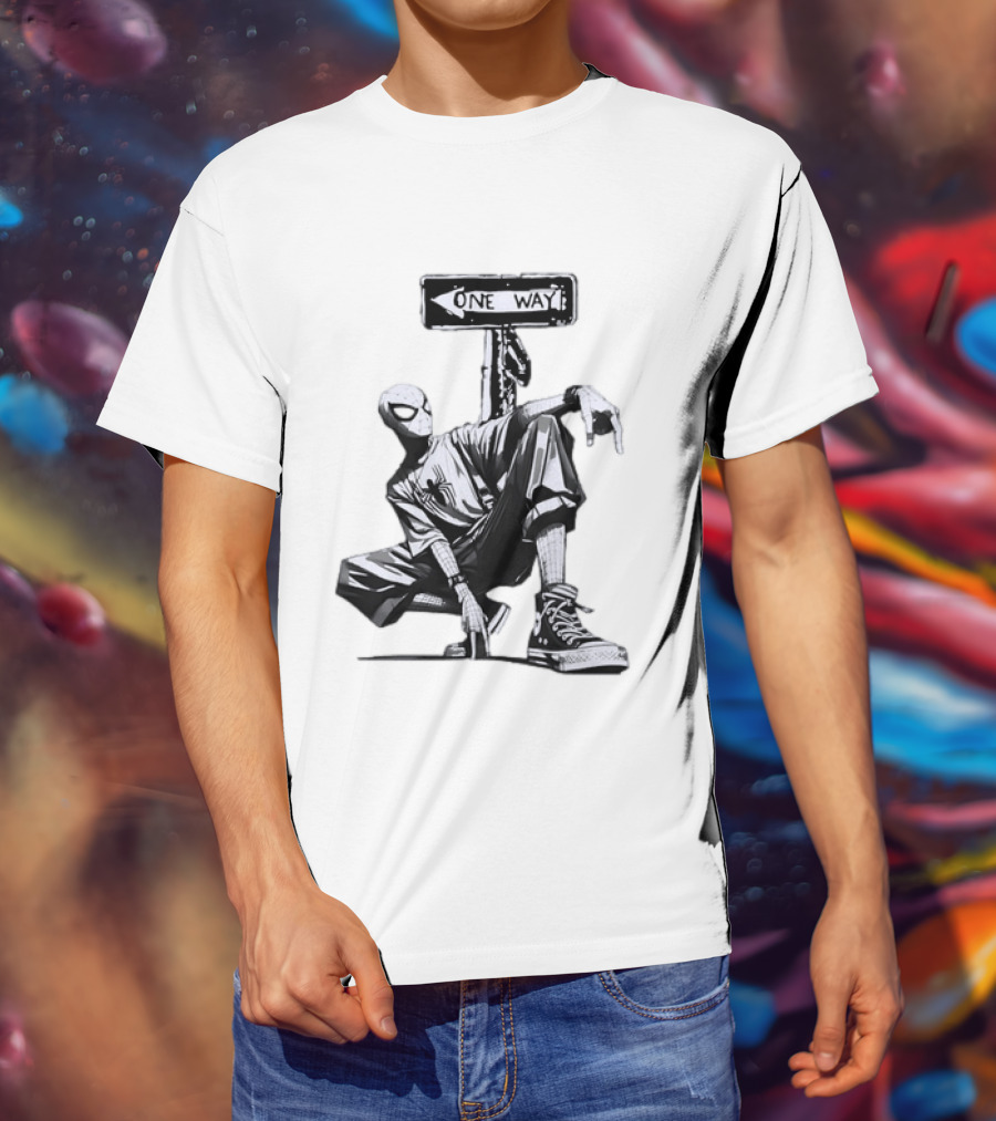 Spider Man One Way Street Pose Marvel Super Hero Converse Sneakers T-Shirt