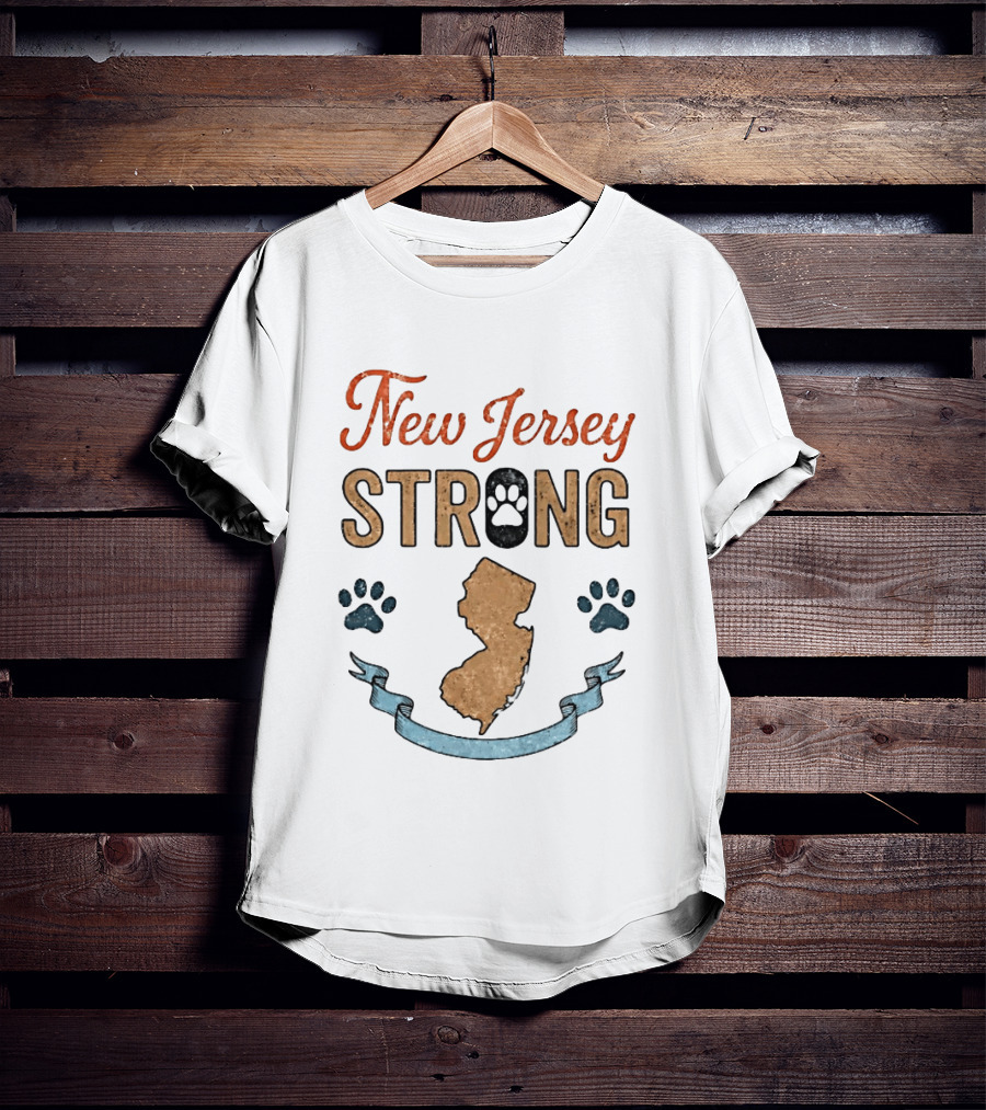 New Jersey Strong Standwithoscar Paw Print State Pride T-Shirt