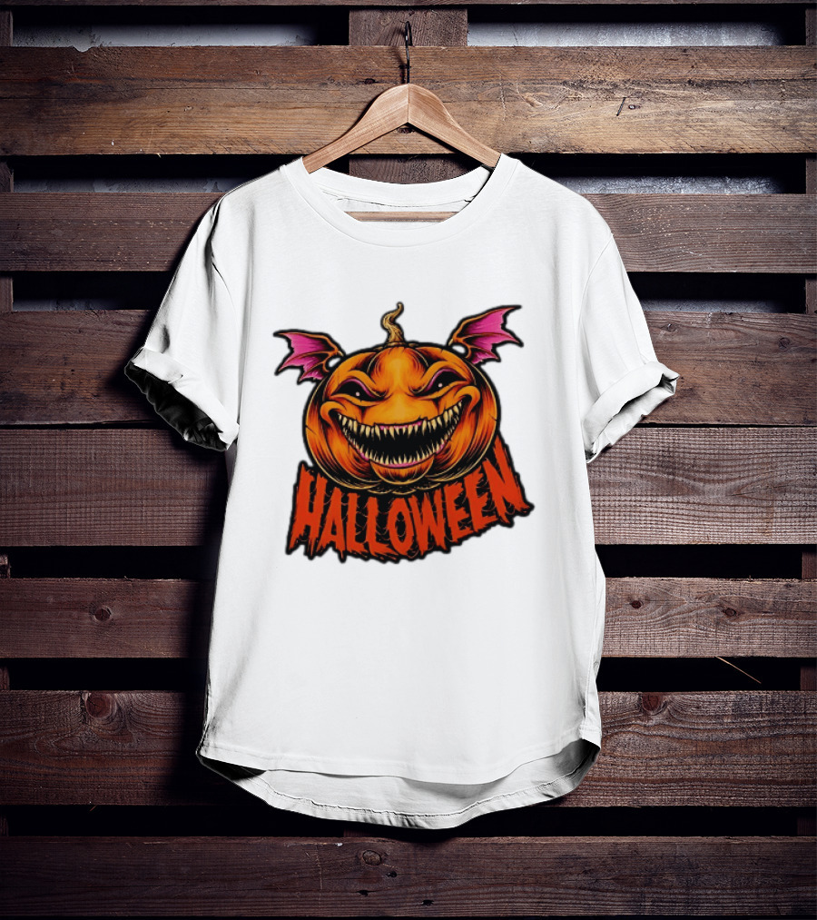 Halloween Bat Winged Jack O' Lantern Pumpkin T-Shirt
