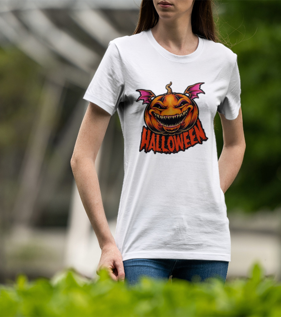 Halloween Bat Winged Jack O' Lantern Pumpkin T-Shirt
