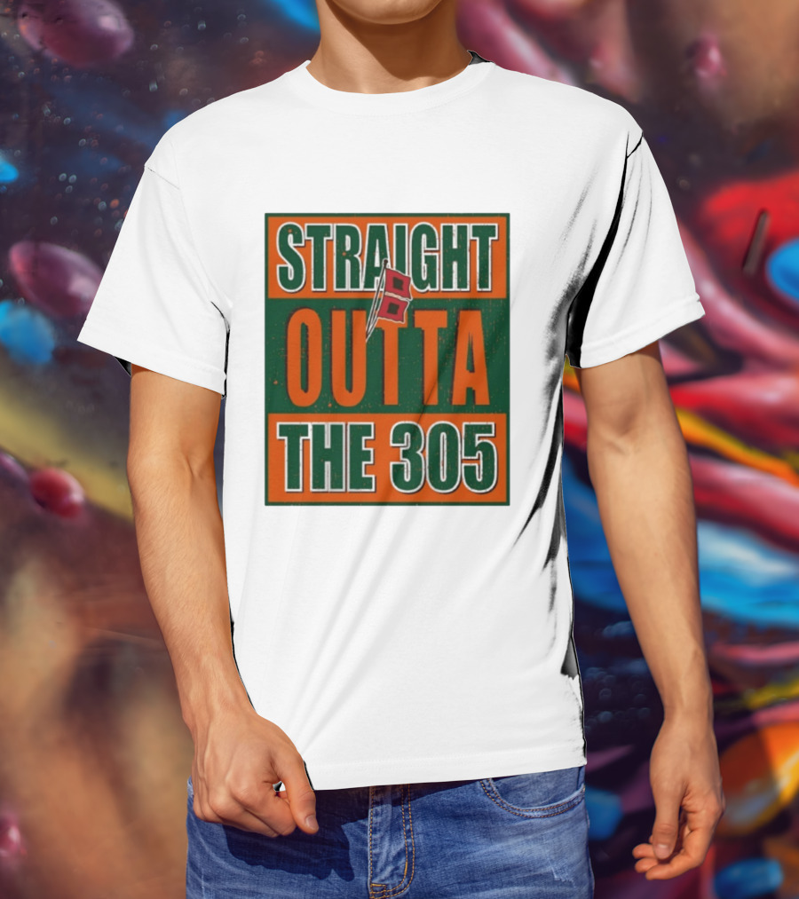 Straight Outta The 305 Miami Hurricane Spirit Flag T-Shirt