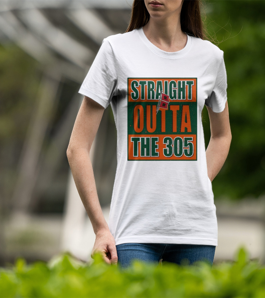 Straight Outta The 305 Miami Hurricane Spirit Flag T-Shirt