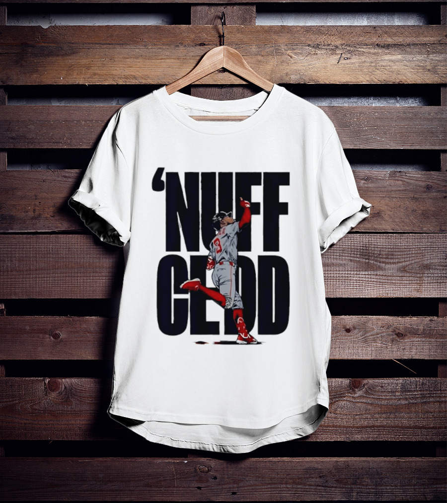 Nuff Cedd Baseball Player Number 9 Running Bases Pointing Up T-Shirt