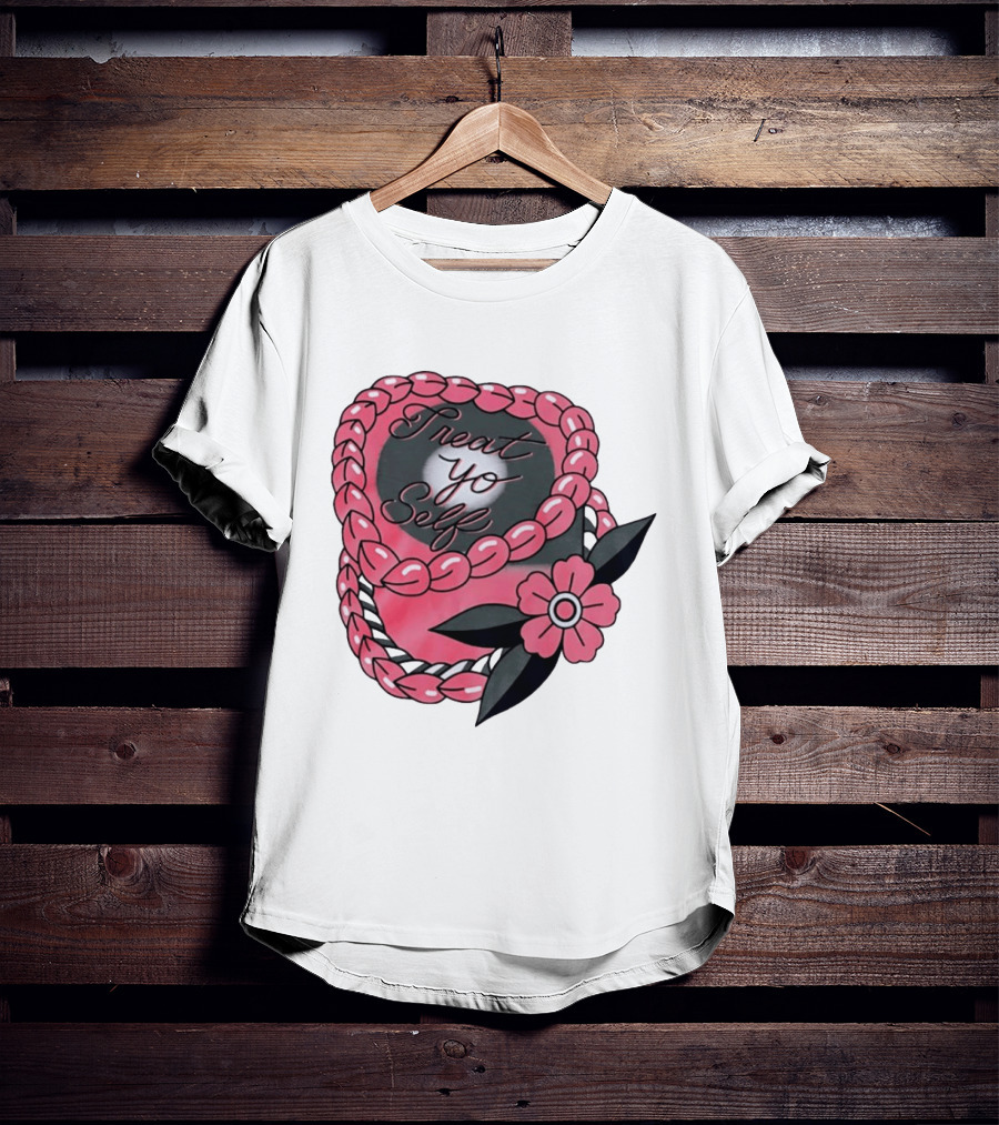 Treat Yo Self Floral Lei Parks And Recreation Pink Flower T-Shirt