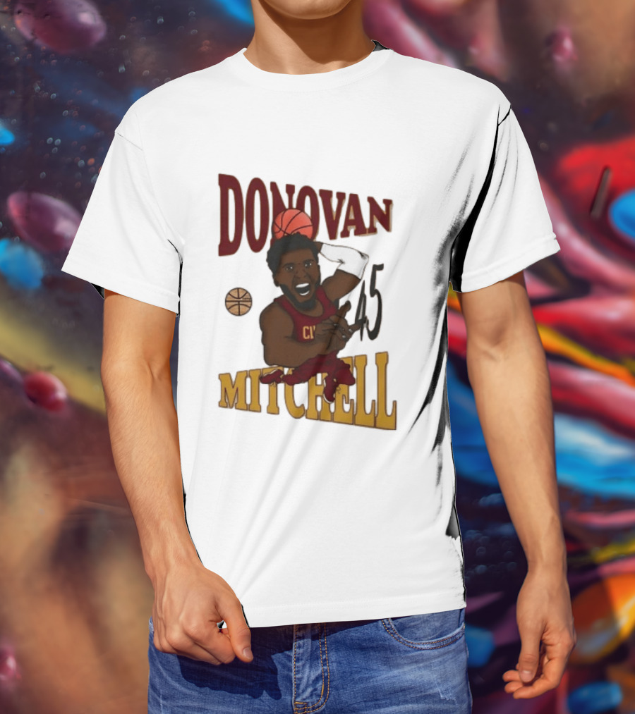 Donovan Mitchell Cleveland Cavaliers Basketball Number 45 Dunking T-Shirt