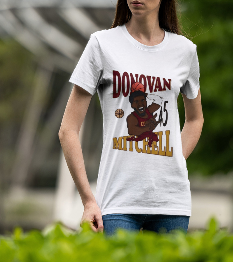 Donovan Mitchell Cleveland Cavaliers Basketball Number 45 Dunking T-Shirt