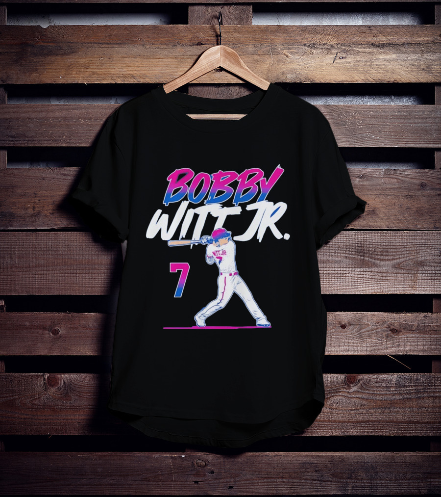 Bobby Witt Jr Kansas City Royals Number 7 Player Baseball Batting Action T-Shirt