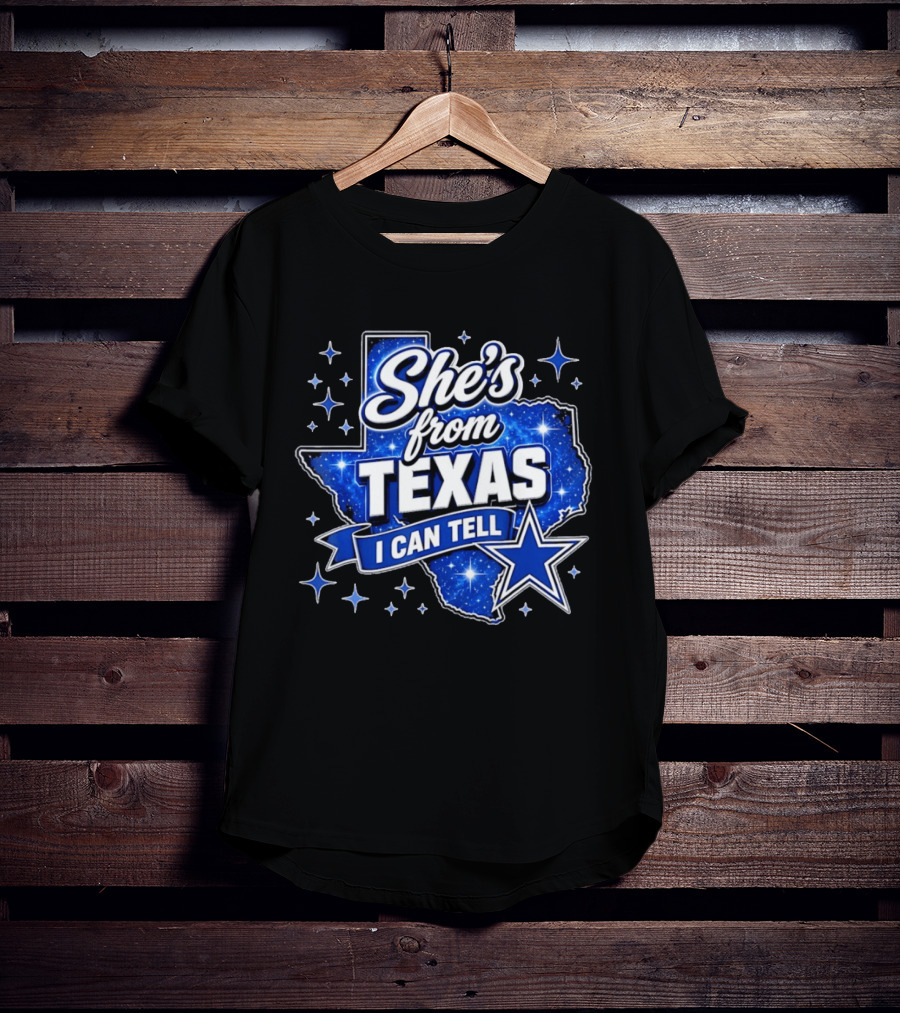 She's From Texas I Can Tell Star Blue Texas T-Shirt