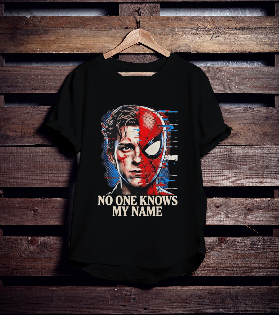 Tom Holland Spider Man No One Knows My Name Split Face Comic T-Shirt