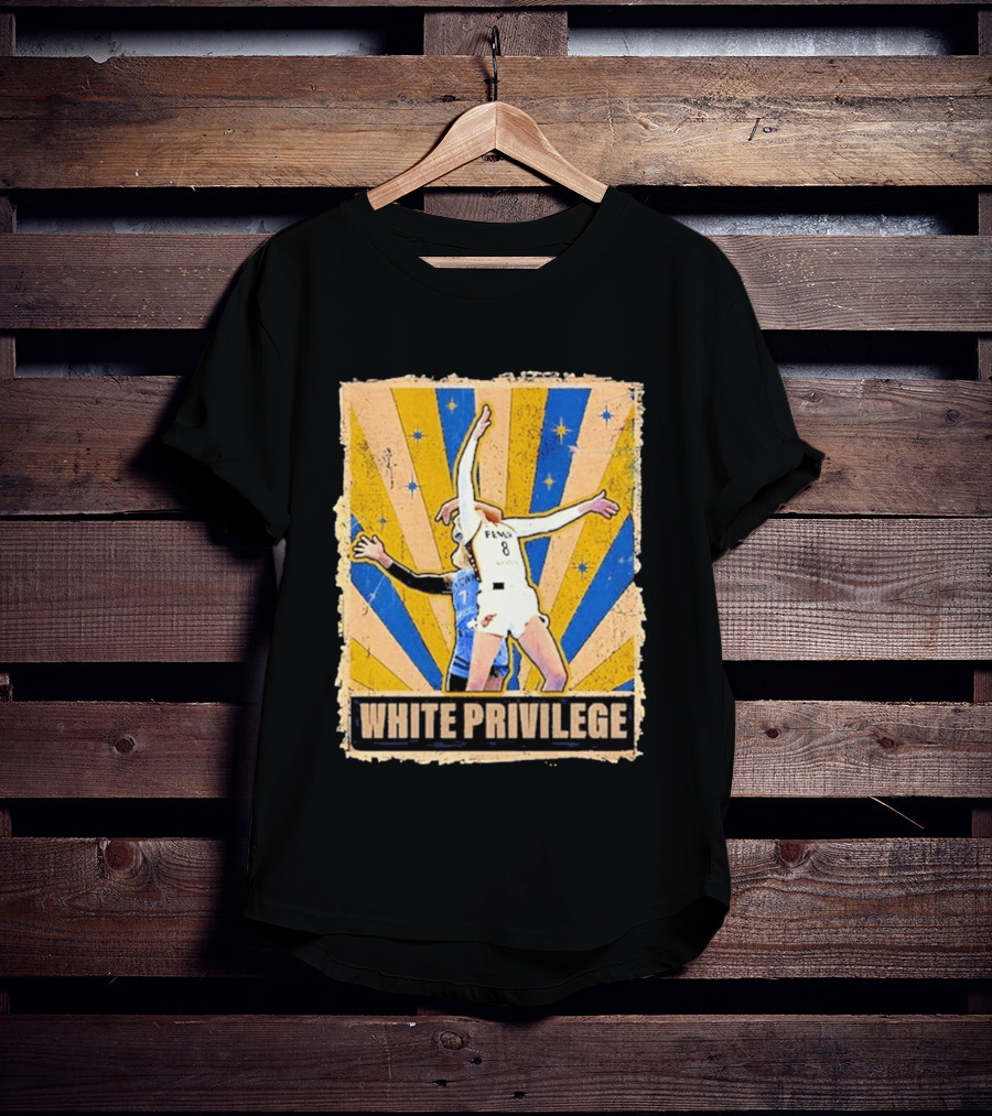 White Privilege Basketball Collision Moment Blue Yellow Starburst T-Shirt