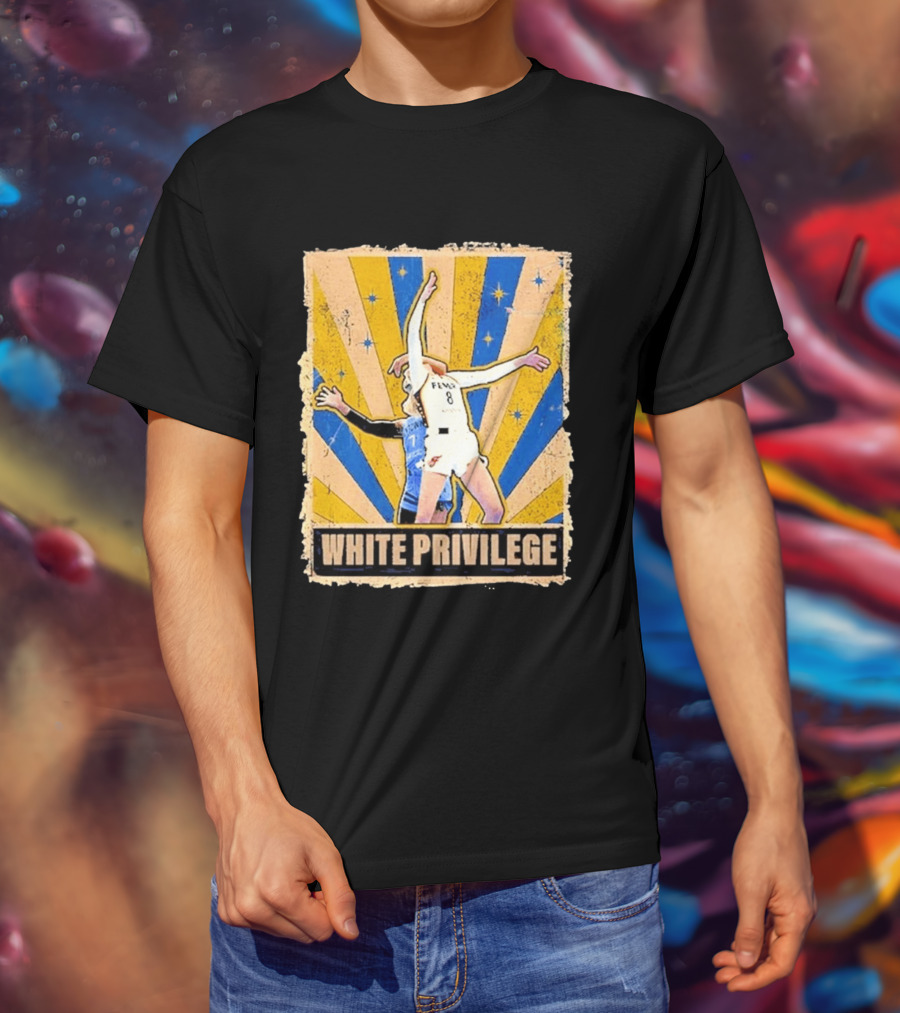 White Privilege Basketball Collision Moment Blue Yellow Starburst T-Shirt