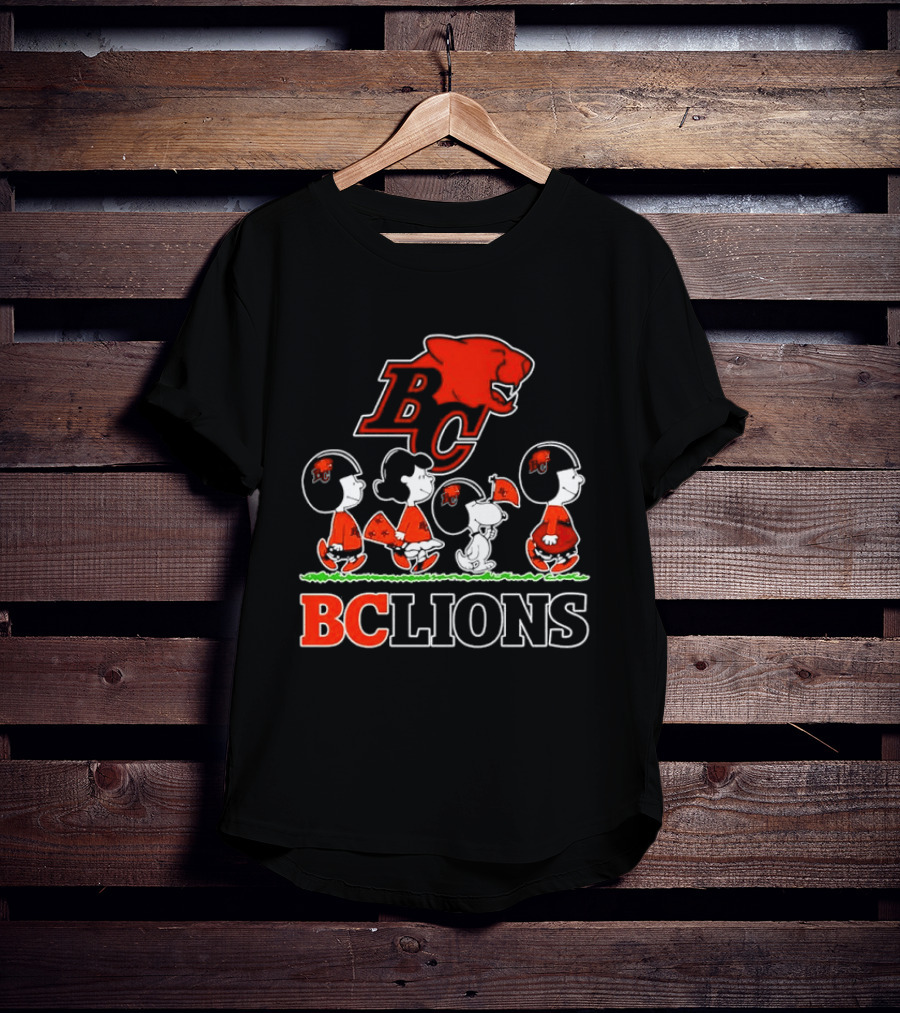 Peanuts Characters Collaboration With BC Lions CFL Team T-Shirt