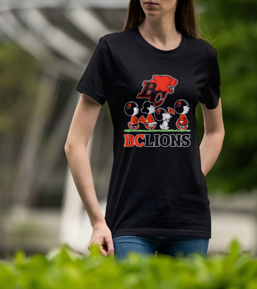 Peanuts Characters Collaboration With BC Lions CFL Team T-Shirt