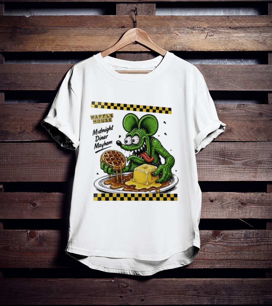 Rat Fink Waffle House Midnight Diner Mayhem Stay Golden T-Shirt
