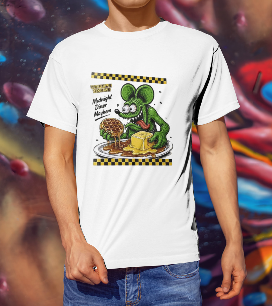 Rat Fink Waffle House Midnight Diner Mayhem Stay Golden T-Shirt