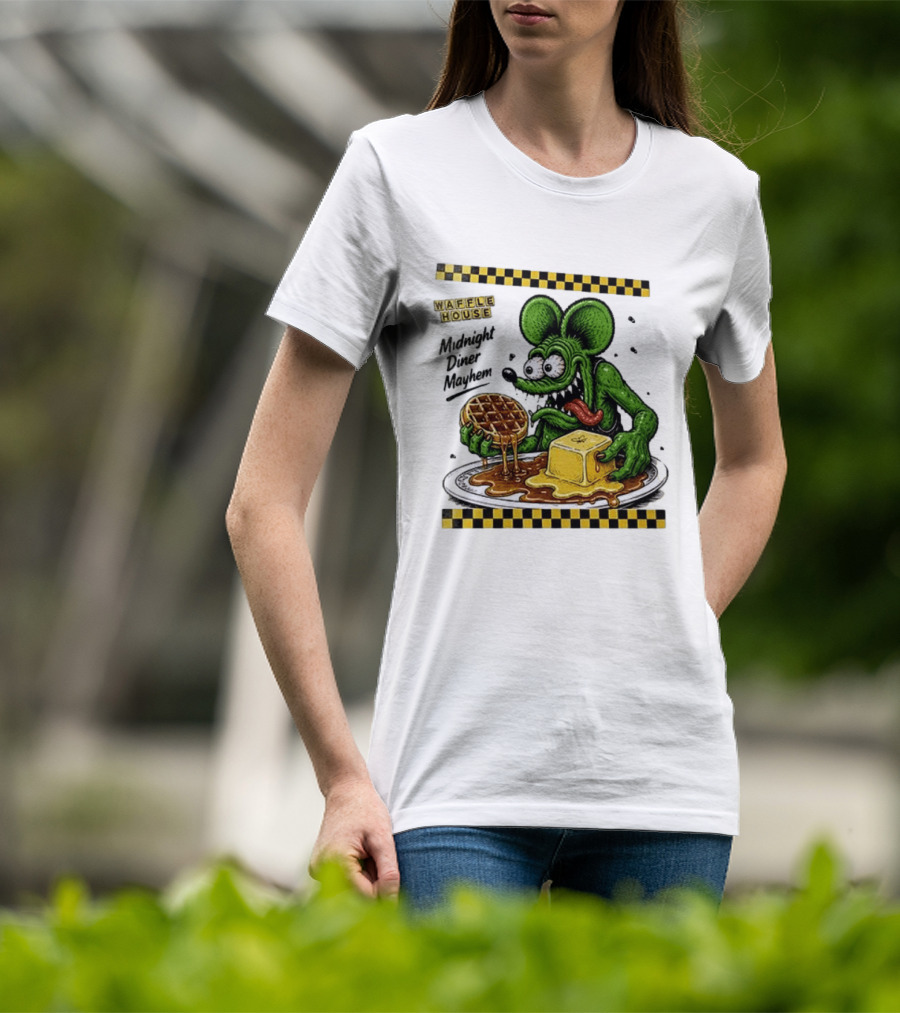Rat Fink Waffle House Midnight Diner Mayhem Stay Golden T-Shirt