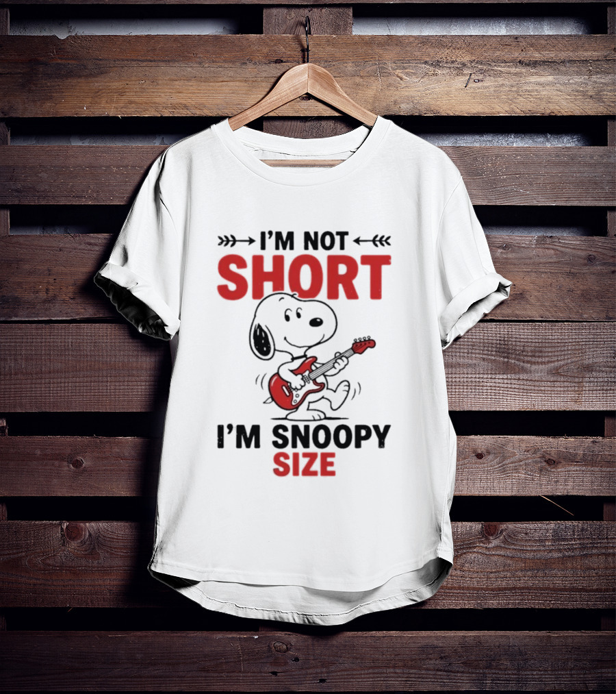 Snoopy Beagle Cartoon I'm Not Short I'm Snoopy Size Guitar Music T-Shirt