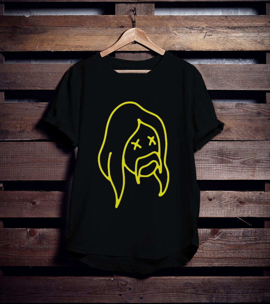 Austin Meade Store Blackout Black Neon Yellow Face Lines T-Shirt
