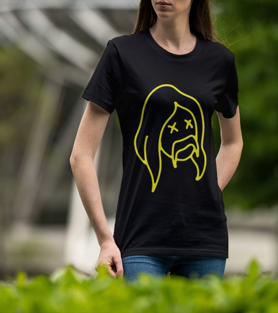 Austin Meade Store Blackout Black Neon Yellow Face Lines T-Shirt