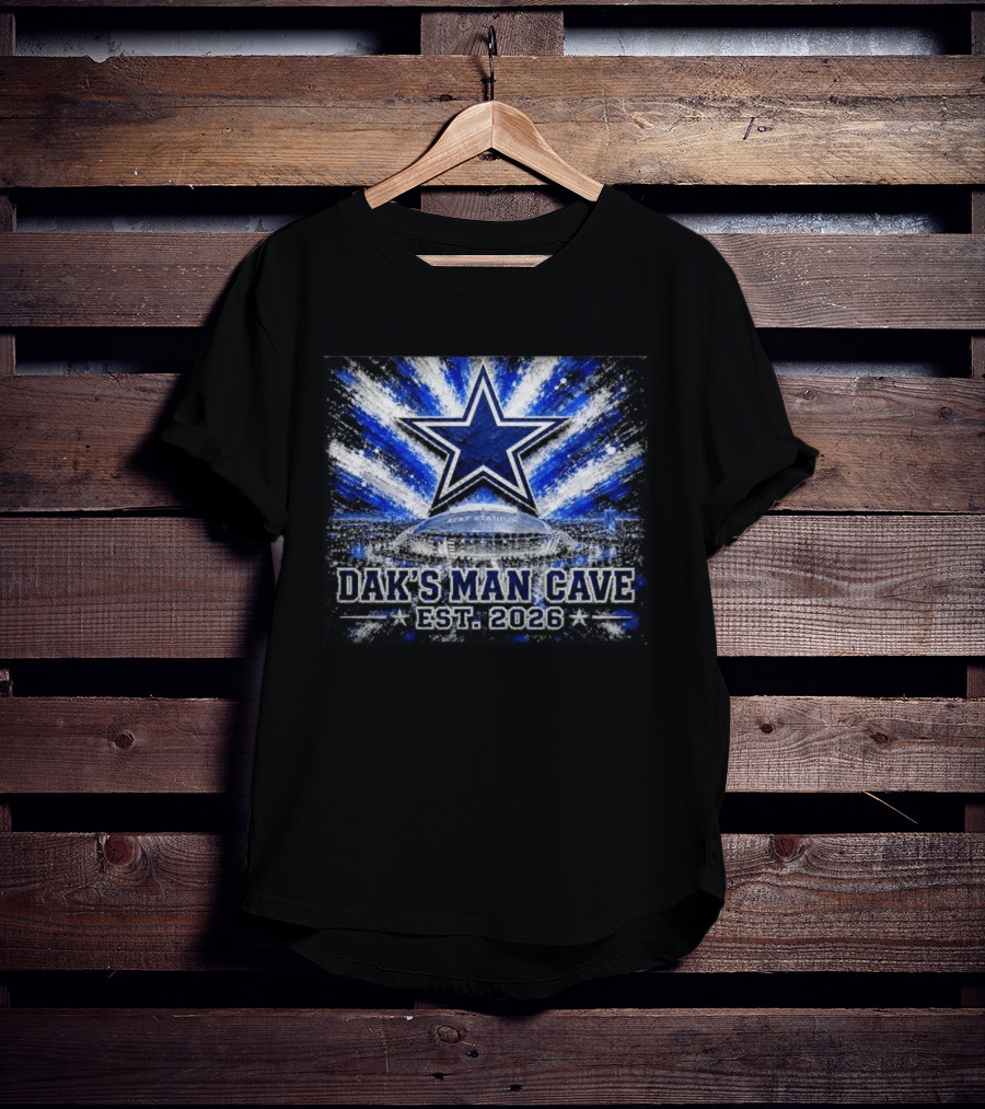 Dallas Cowboys AT&T Stadium Dak's Man Cave Established 2026 Starburst T-Shirt