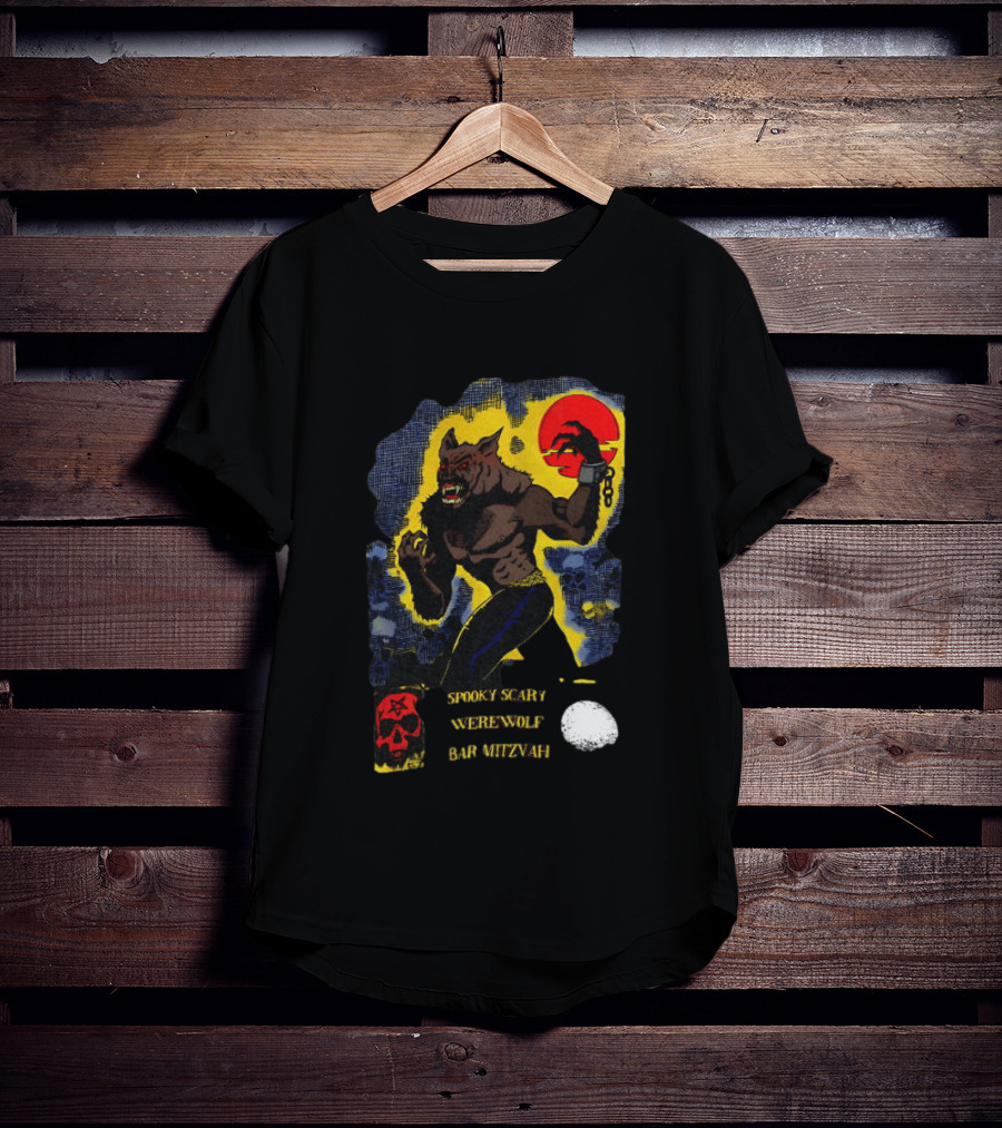 Spooky Scary Werewolf Bar Mitzvah Moonlight Night Zaidi.com T-Shirt