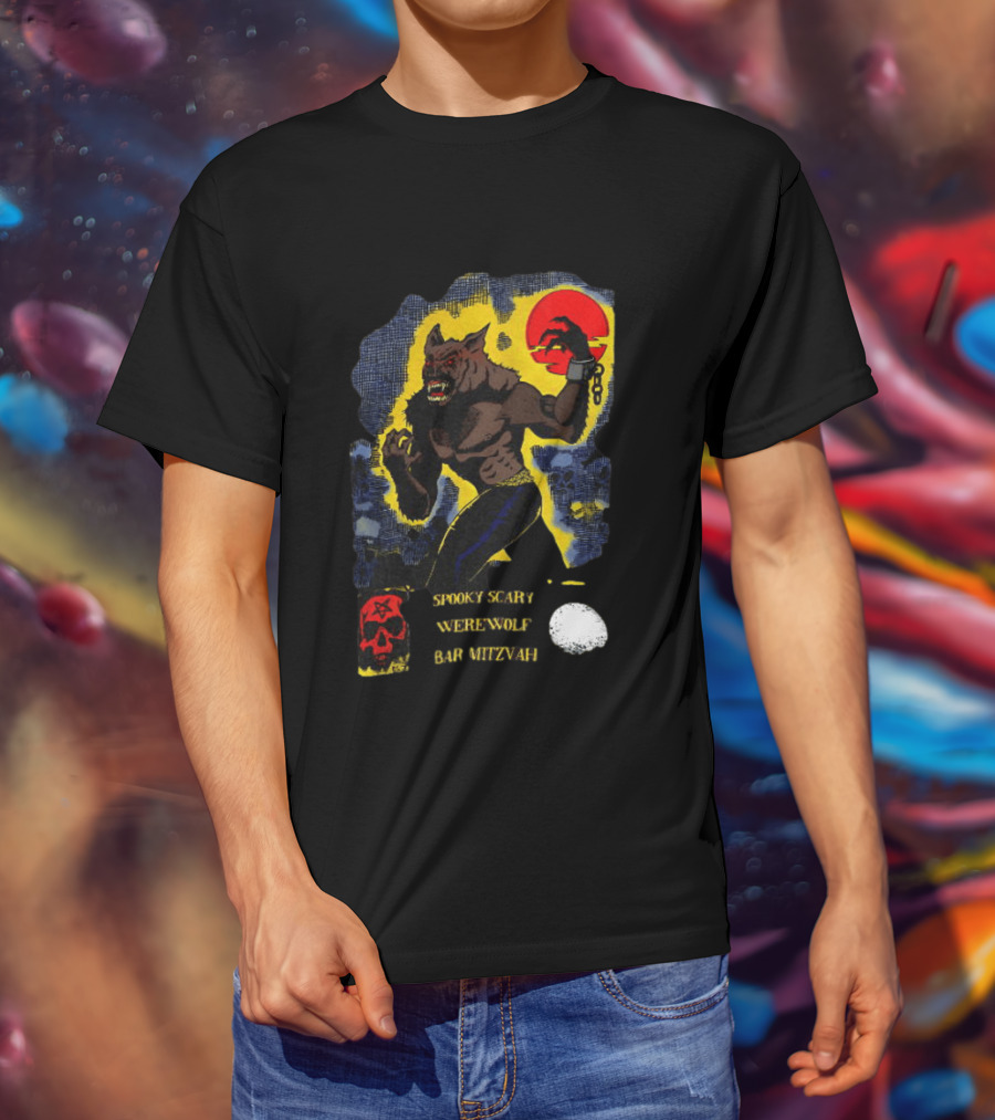 Spooky Scary Werewolf Bar Mitzvah Moonlight Night Zaidi.com T-Shirt