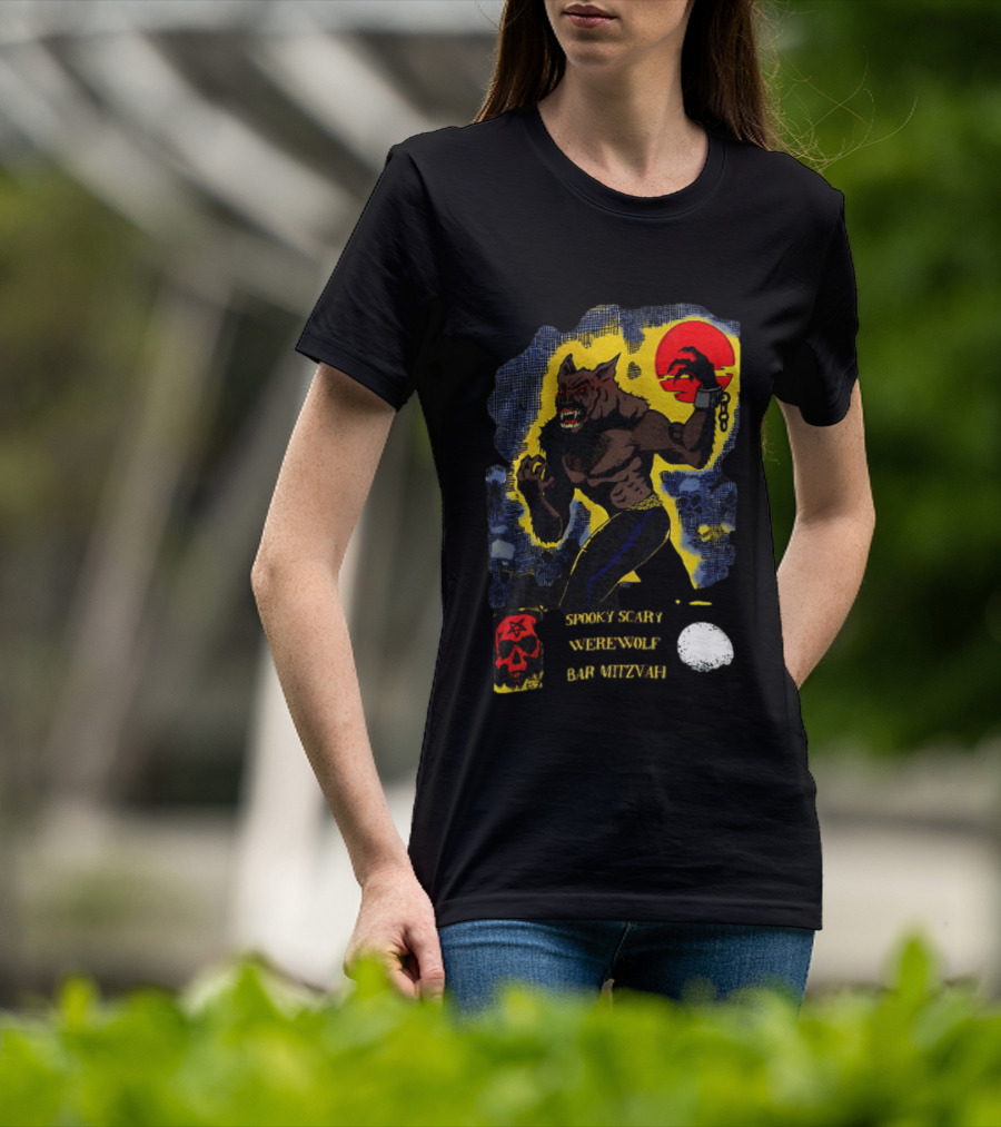 Spooky Scary Werewolf Bar Mitzvah Moonlight Night Zaidi.com T-Shirt