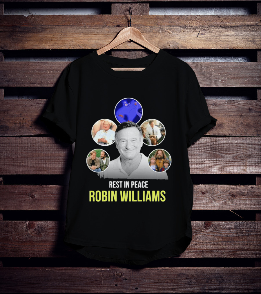 Rest In Peace Robin Williams Aladdin Genie Mrs. Doubtfire Jumanji Good Will Hunting T-Shirt