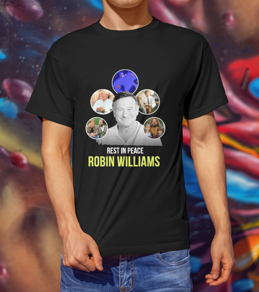 Rest In Peace Robin Williams Aladdin Genie Mrs. Doubtfire Jumanji Good Will Hunting T-Shirt